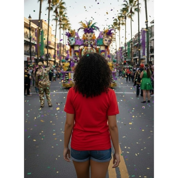 Red "Let's Fiesta" V-neck T-Shirt - Size M - Picture 2 of 4
